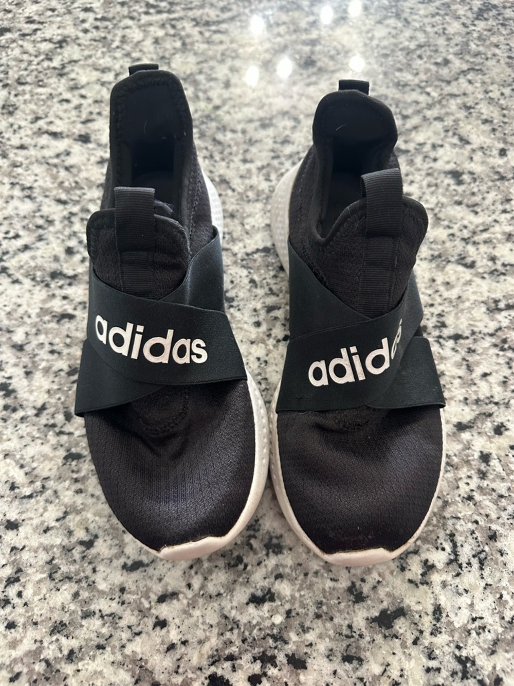 adidas Black Slip-On Athletic Sneakers with White Sole